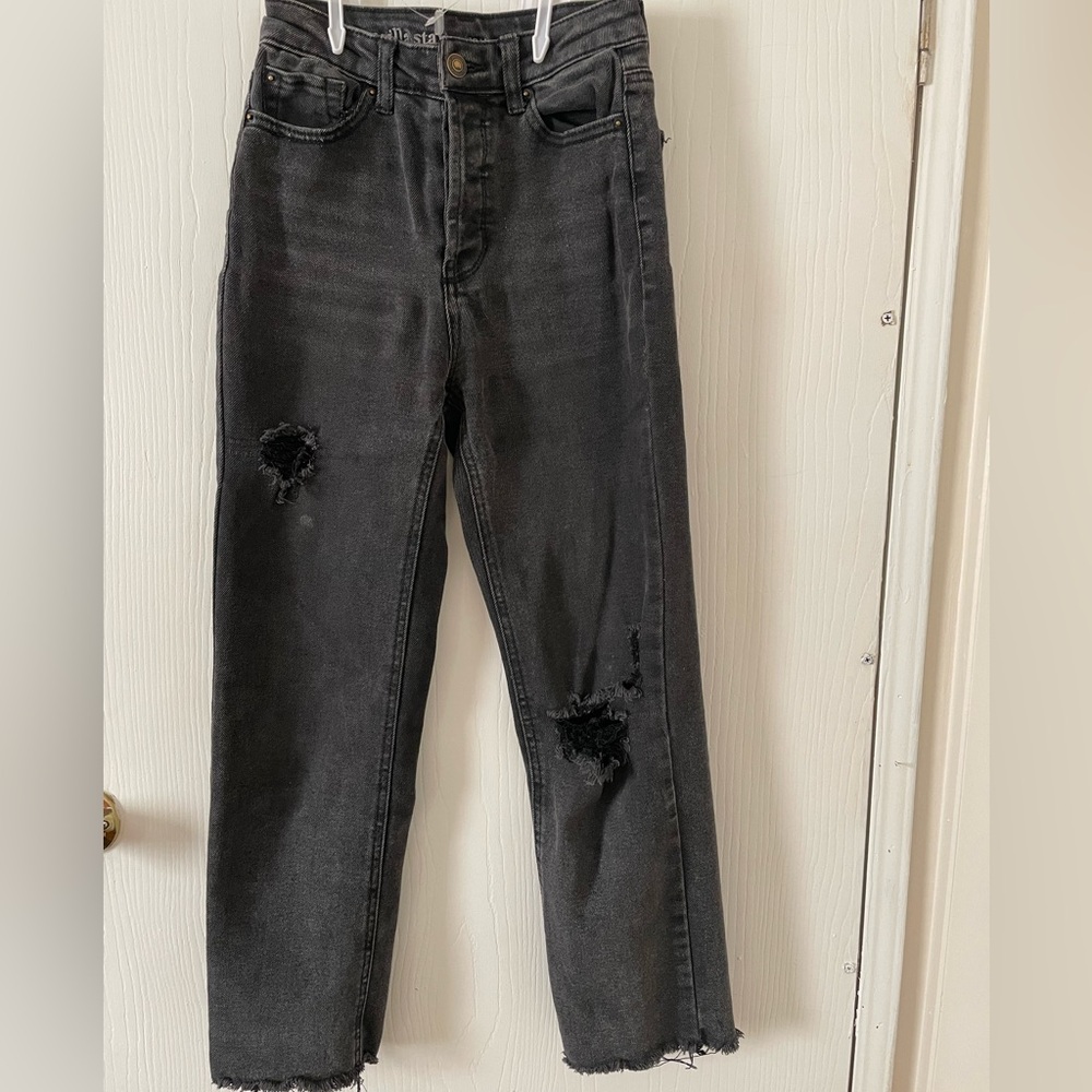 Distressed Black Denim Jeans